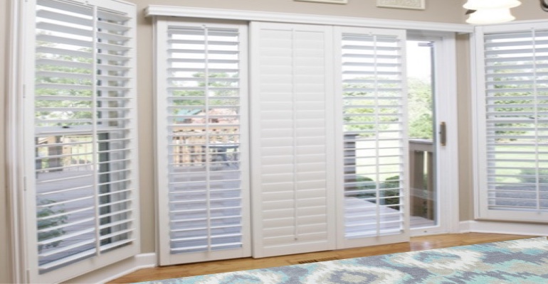 [Polywood|Plantation|Interior ]211] shutters on a sliding glass door in Bluff City